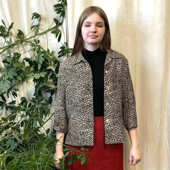 Vintage Silkland 100% Silk Cheetah Print Shacket - Picture 1 of 6